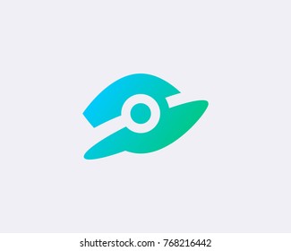 Global search eye logotype. Abstract start success vector logo