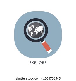 Global search flat design concept