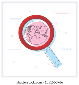 Global search flat design concept.