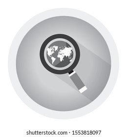 Global search flat design concept. Black and white icon