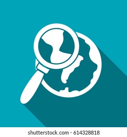 Global search flat icon. Vector illustration.