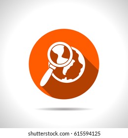 Global search flat icon. Vector illustration.