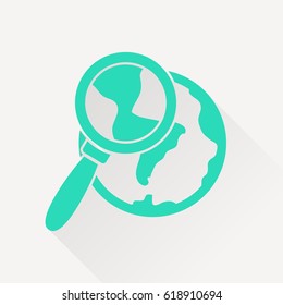 Global search flat icon. Vector illustration.