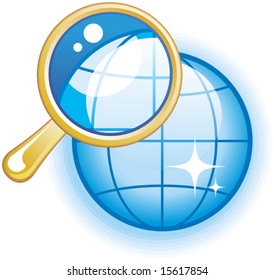 Global Search Glossy Vector Icon