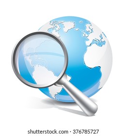 Global search glossy vector icon, isolated on white background