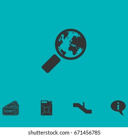 Global search icon flat. Simple vector symbol and bonus icon