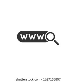 Global search icon in flat style. Website address vector illustration on white isolated background. WWW network business concept.