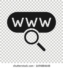 Global search icon in flat style. Website address vector illustration on white isolated background. WWW network business concept.