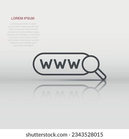 Global search icon in flat style. Website address vector illustration on white isolated background. WWW network business concept.