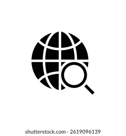 Ícone de pesquisa global com ilustração de estilo de glifo
