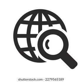 Global search icon lens. Vector on transparent background