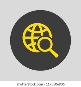 Global search icon on grey background. Vector illustration