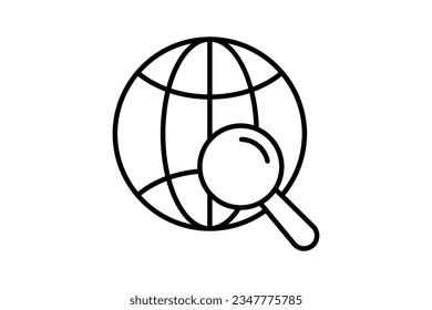 Global search icon. Icon related to Search Engine Optimization. suitable for web site design, app, user interfaces. line icon style. Simple vector design editable