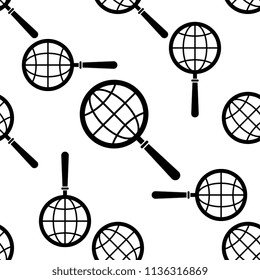 Global Search Icon Seamless Pattern Vector Art Illustration