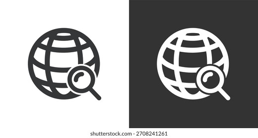 Icono de Búsqueda global. Icono de la serie de glifos sólidos