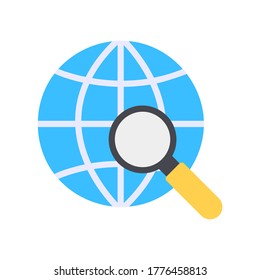 Global search icon vector illustration in flat style for any projects, use for website mobile app presentation