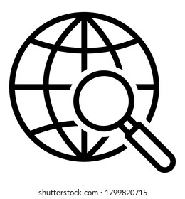 Global search icon vector illustration in line style for any projects, use for website mobile app presentation
