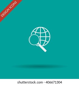 Global search icon. World globe symbol. Modern design flat style icon 