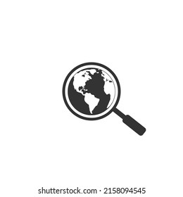 Globale Suche wie eine dünne Lupe-Glas-Symbol. Konzept der Suche nach populären Weltnachrichten oder Selbstbildung. Trend im linearen Flachstil Modernes Grafikdesign mit Logotyp einzelne Flachzeichnung