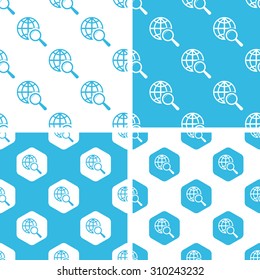Global search patterns set, simple and hexagon, blue and white
