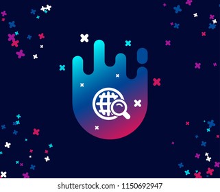 Global Search simple icon. World or Globe sign. Website search engine symbol. Cool banner with icon. Abstract shape with gradient. Vector