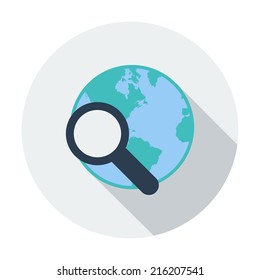 Global search. Single flat color icon. Vector illustration.