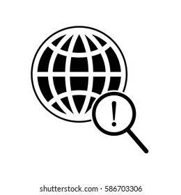 Global search vector icon, black on white background