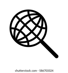 Global search vector icon, black on white background