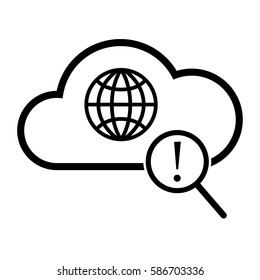 Global search vector icon, black on white background