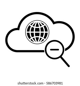 Global search vector icon, black on white background