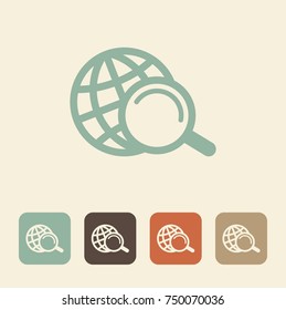 Global search vector icon. Flat icon in retro style