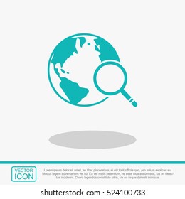 Global search vector icon. World globe symbol. 