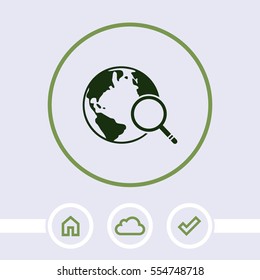 Global search vector icon. World globe symbol. 