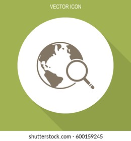 Global search vector icon. World globe symbol. 