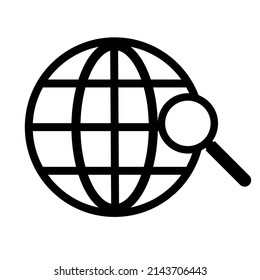 Global search vector. Simple black icon on white background. Vector illustration