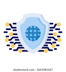 Global security flat color icon. Simple vector icon design in flat color style. Editable vector format