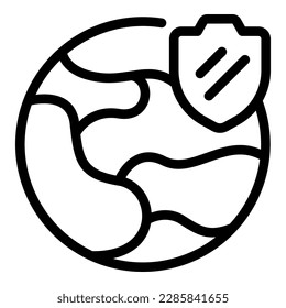 Global security guard icon outline vector. Safety data. Computer secure