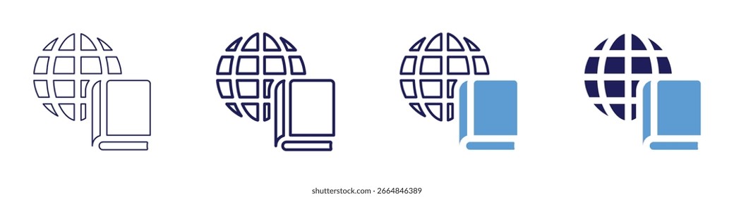 Icono de seguridad global en 4 estilos diferentes. Línea delgada, línea, línea en negrita, duotono. Estilo duotono. Trazo editable.