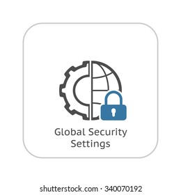 Global Security Icon. Flat Design. Business Concept. Isolated Illustration.