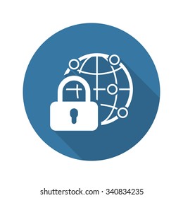 Global Security Icon. Flat Design. Business Concept. Isolated Illustration.