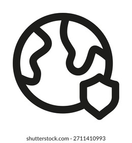 Ícone de segurança global. Ícone de vetor de linha mínima profissional moderno representando a estabilidade da proteção de segurança clareza e design visual limpo
