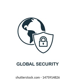 Global Security icon outline style. Simple glyph from icons collection. Line Global Security icon for web design and software.