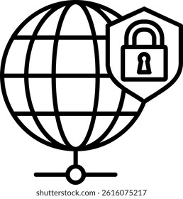 Global Security Line Vector Icon Design