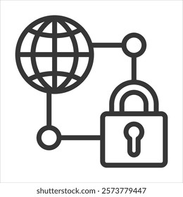 Global Security Outline Icon Vector Illustration