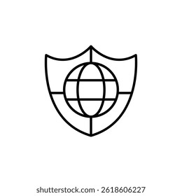 Global Security Shield Outline Graphic for Cybersecurity and Data Protection