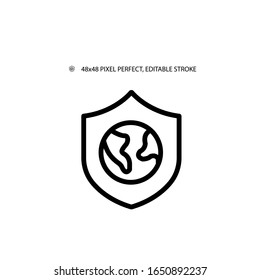 Icono de línea simple de seguridad global ilustración vectorial.Icono editable. 48x48 Pixel Perfecto.