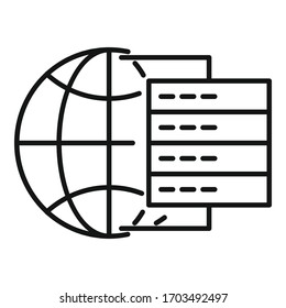 Global server data icon. Outline global server data vector icon for web design isolated on white background