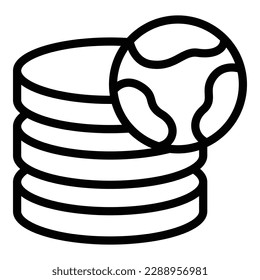 Global server data icon outline vector. Internet private. Online security