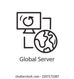 Global Server Filled Outline Icon Design illustration. Data Symbol on White background EPS 10 File