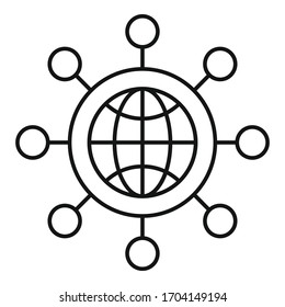 Icono de punto de servidor global. Icono de vector de punto de servidor global de esquema para diseño web aislado en fondo blanco